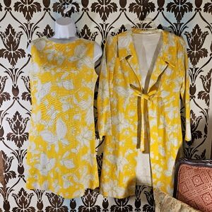 UNBRANDED Vtg. 60s-70s Yellow Butterfly Shift-Gogo-Mini-Women's S Dress W/Jacket